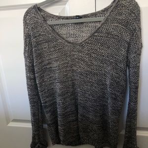 Black and grey knit vneck sweater